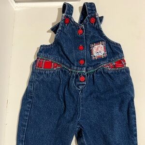 100% Cotton OshKosh B'gosh Kids Denim Overalls - Blue and Red